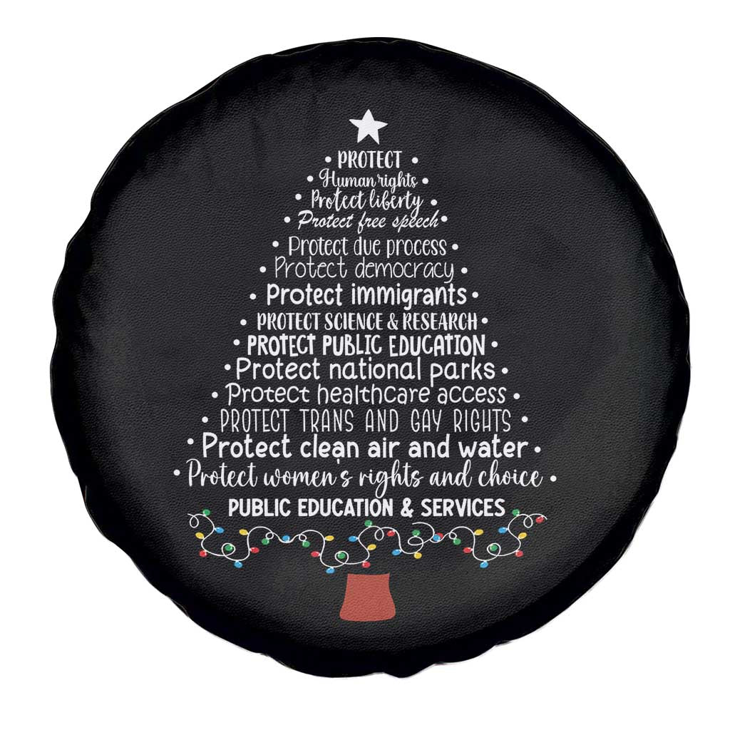 Protect Democracy Christmas Tree Spare Tire Cover Anti Fascism Social Justice - Wonder Print Shop