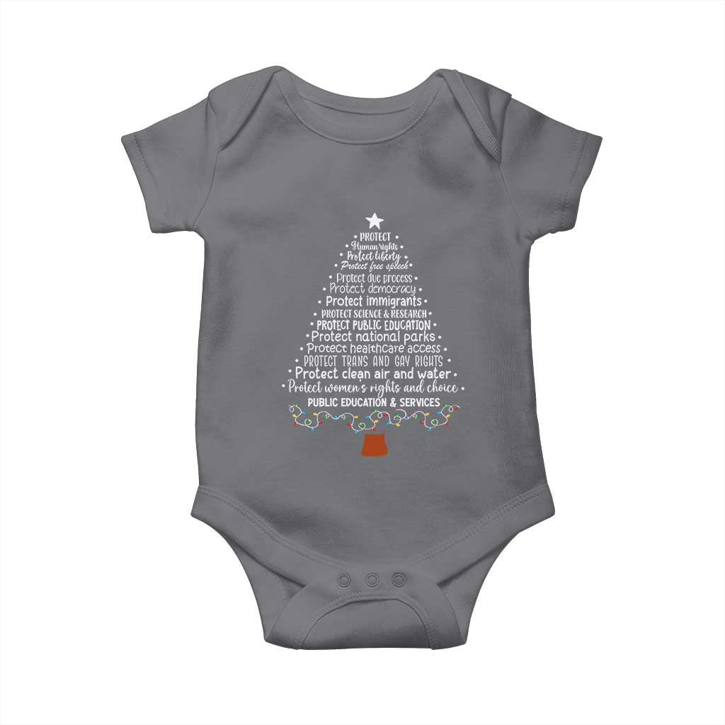 Protect Democracy Christmas Tree Baby Onesie Anti Fascism Social Justice - Wonder Print Shop