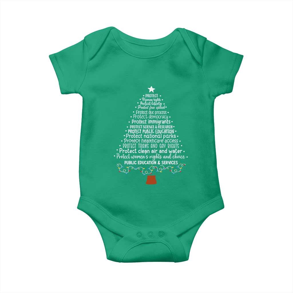 Protect Democracy Christmas Tree Baby Onesie Anti Fascism Social Justice - Wonder Print Shop