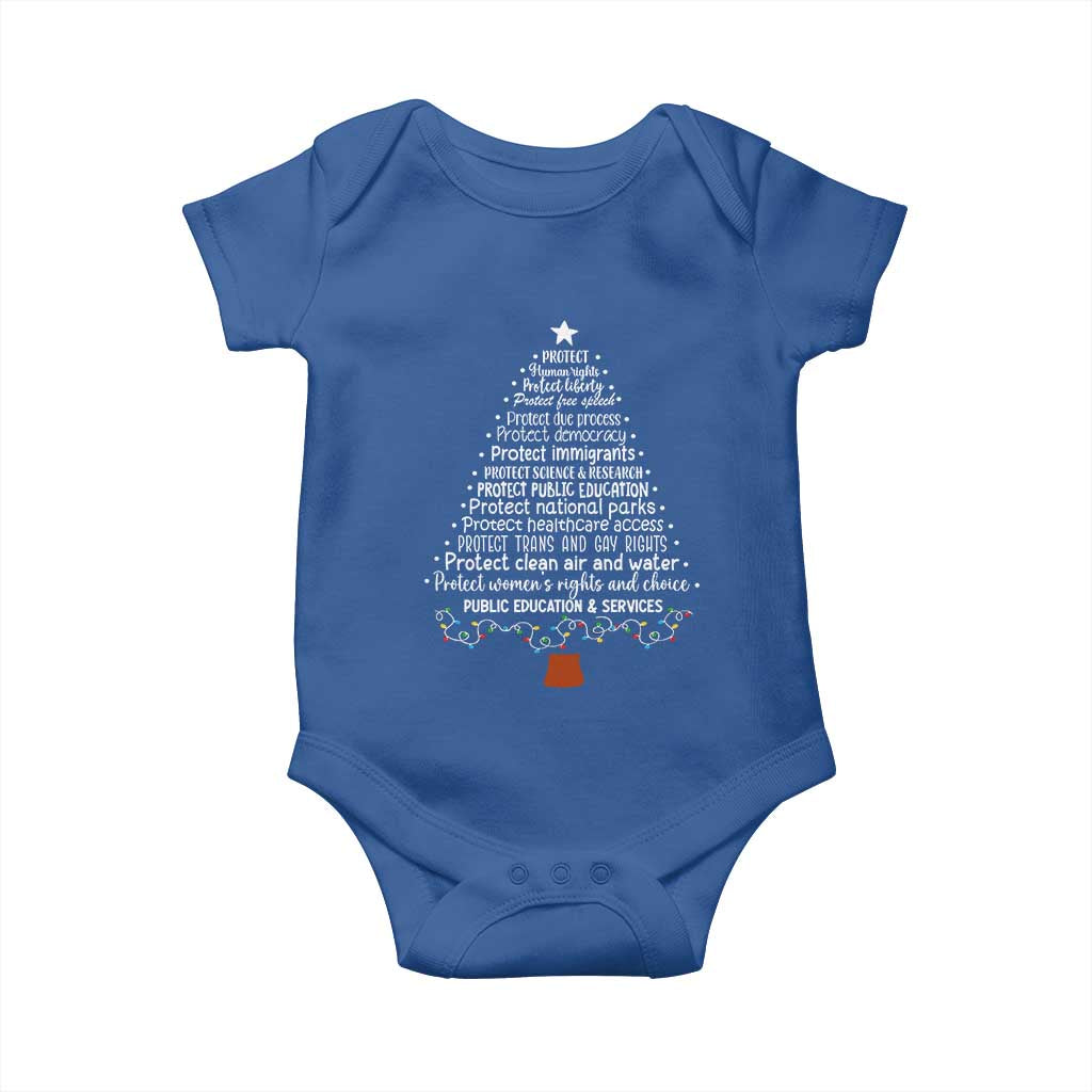 Protect Democracy Christmas Tree Baby Onesie Anti Fascism Social Justice - Wonder Print Shop