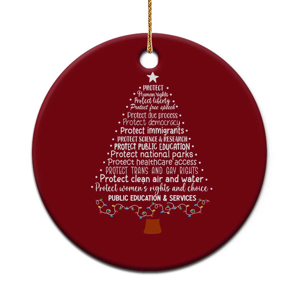 Protect Democracy Christmas Tree Ceramic Ornament Anti Fascism Social Justice - Wonder Print Shop