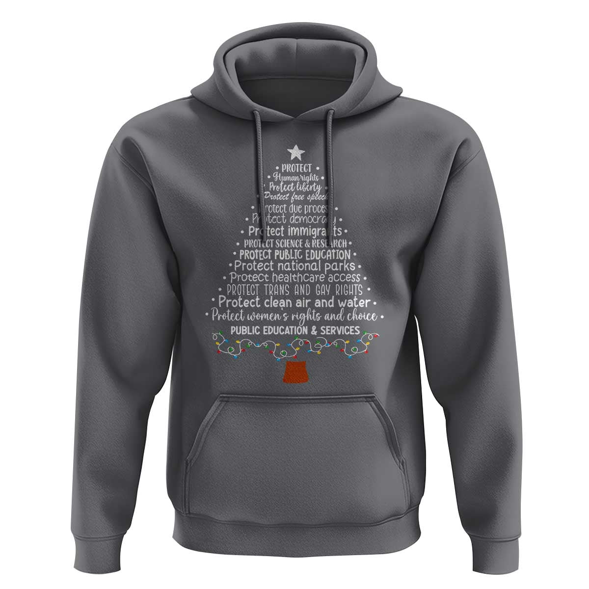 Protect Democracy Christmas Tree Hoodie Anti Fascism Social Justice - Wonder Print Shop