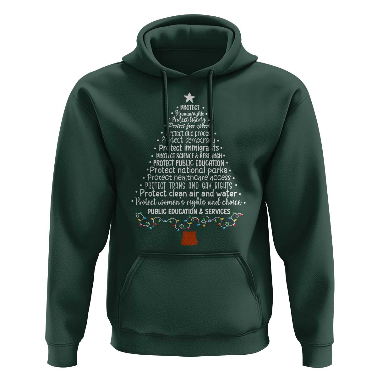 Protect Democracy Christmas Tree Hoodie Anti Fascism Social Justice - Wonder Print Shop