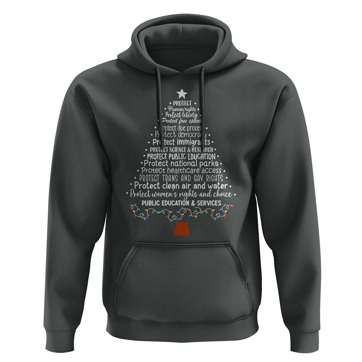 Protect Democracy Christmas Tree Hoodie Anti Fascism Social Justice - Wonder Print Shop