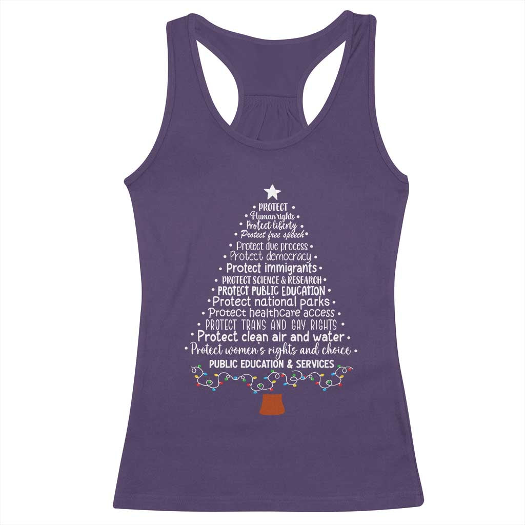 Protect Democracy Christmas Tree Racerback Tank Top Anti Fascism Social Justice - Wonder Print Shop