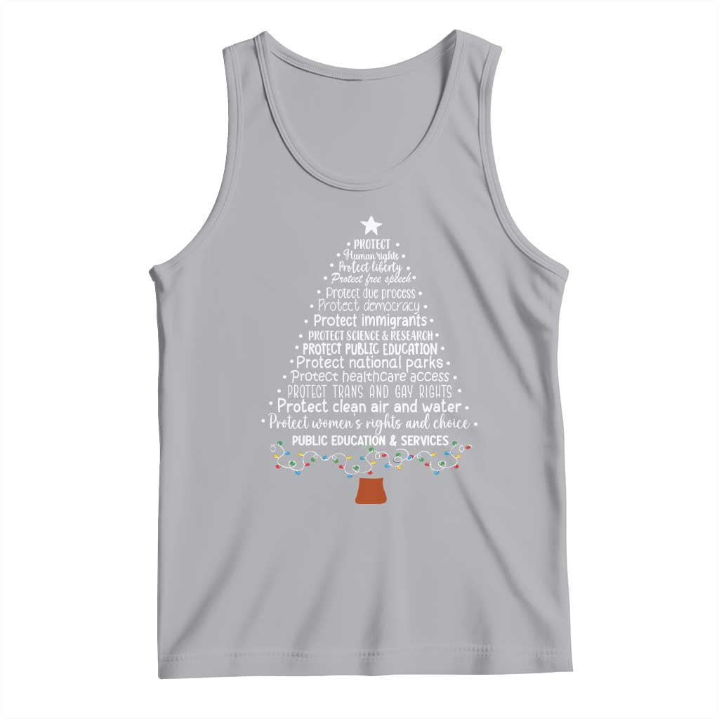 Protect Democracy Christmas Tree Tank Top Anti Fascism Social Justice - Wonder Print Shop