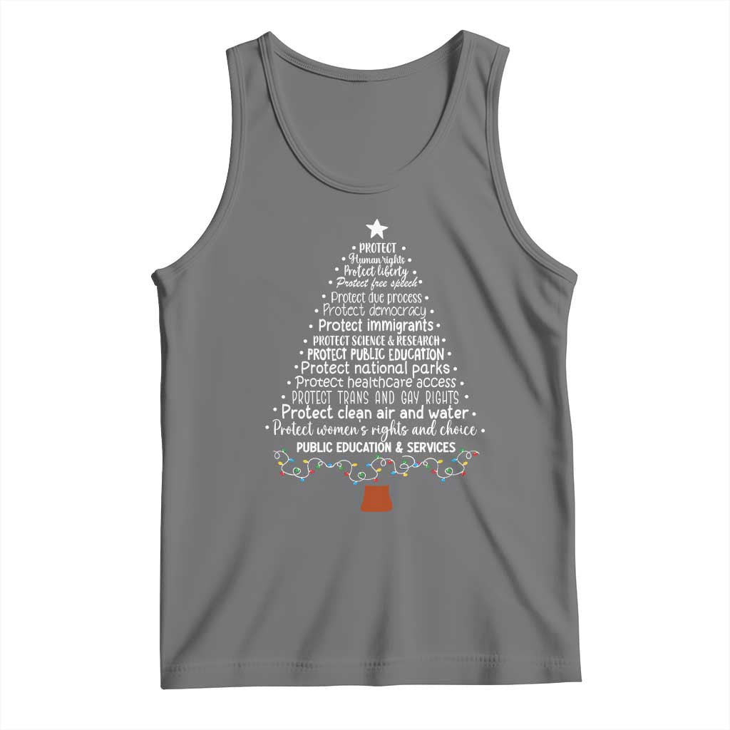Protect Democracy Christmas Tree Tank Top Anti Fascism Social Justice - Wonder Print Shop