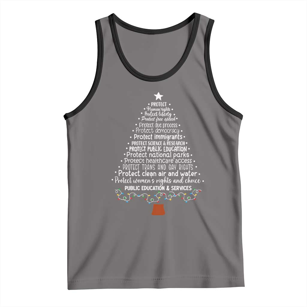 Protect Democracy Christmas Tree Tank Top Anti Fascism Social Justice - Wonder Print Shop