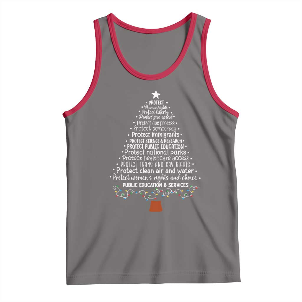 Protect Democracy Christmas Tree Tank Top Anti Fascism Social Justice - Wonder Print Shop