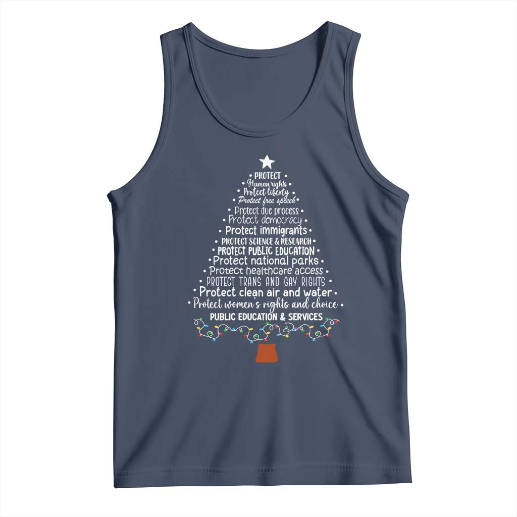 Protect Democracy Christmas Tree Tank Top Anti Fascism Social Justice - Wonder Print Shop