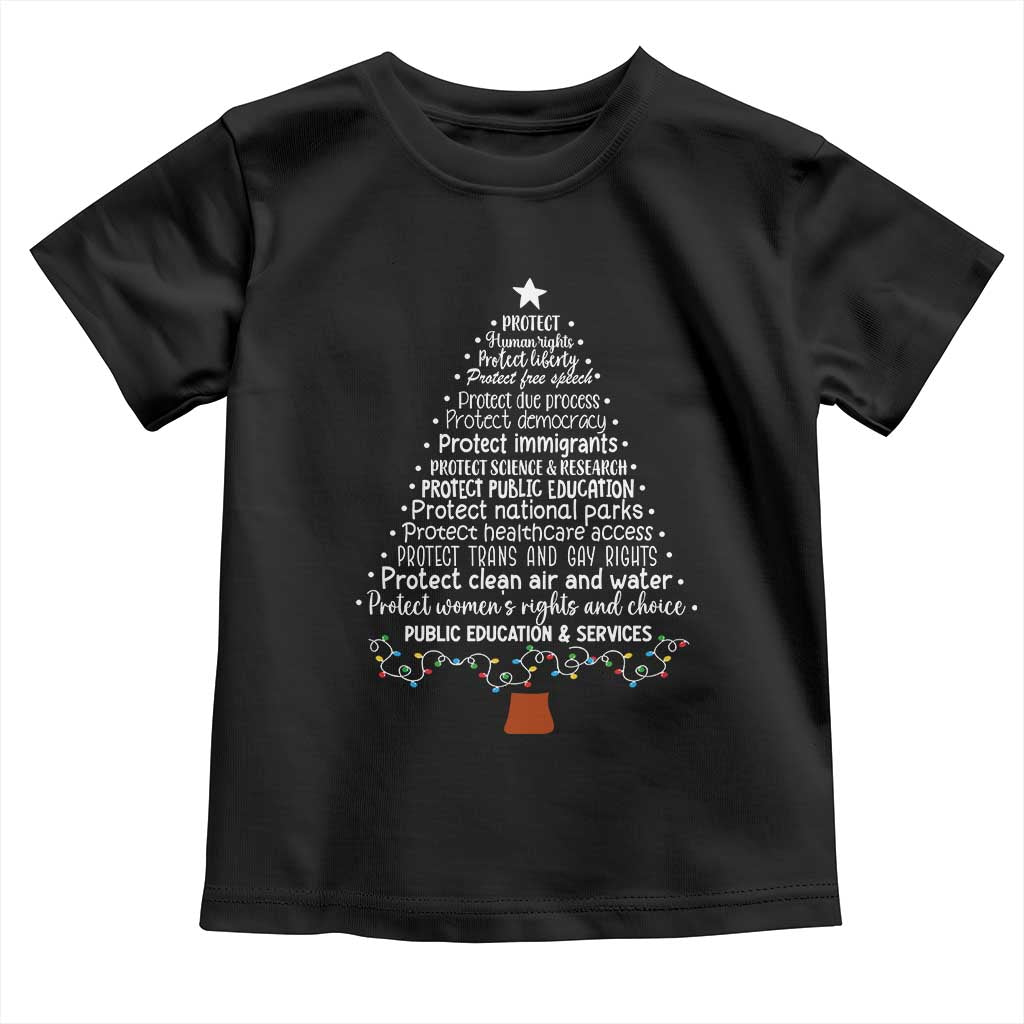 Protect Democracy Christmas Tree Toddler T Shirt Anti Fascism Social Justice - Wonder Print Shop