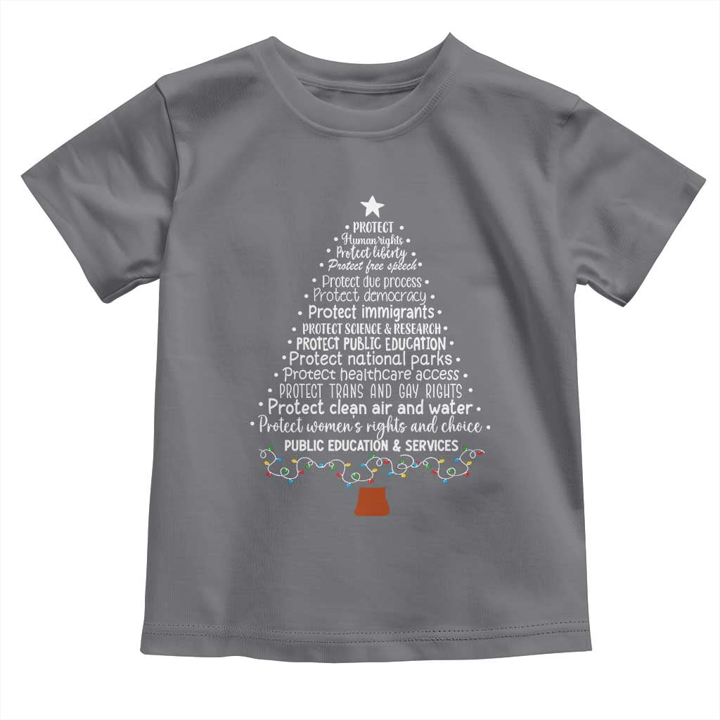 Protect Democracy Christmas Tree Toddler T Shirt Anti Fascism Social Justice - Wonder Print Shop