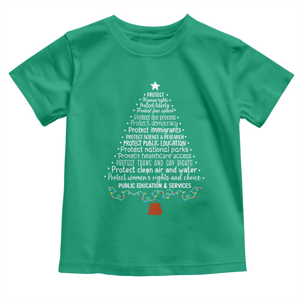 Protect Democracy Christmas Tree Toddler T Shirt Anti Fascism Social Justice - Wonder Print Shop