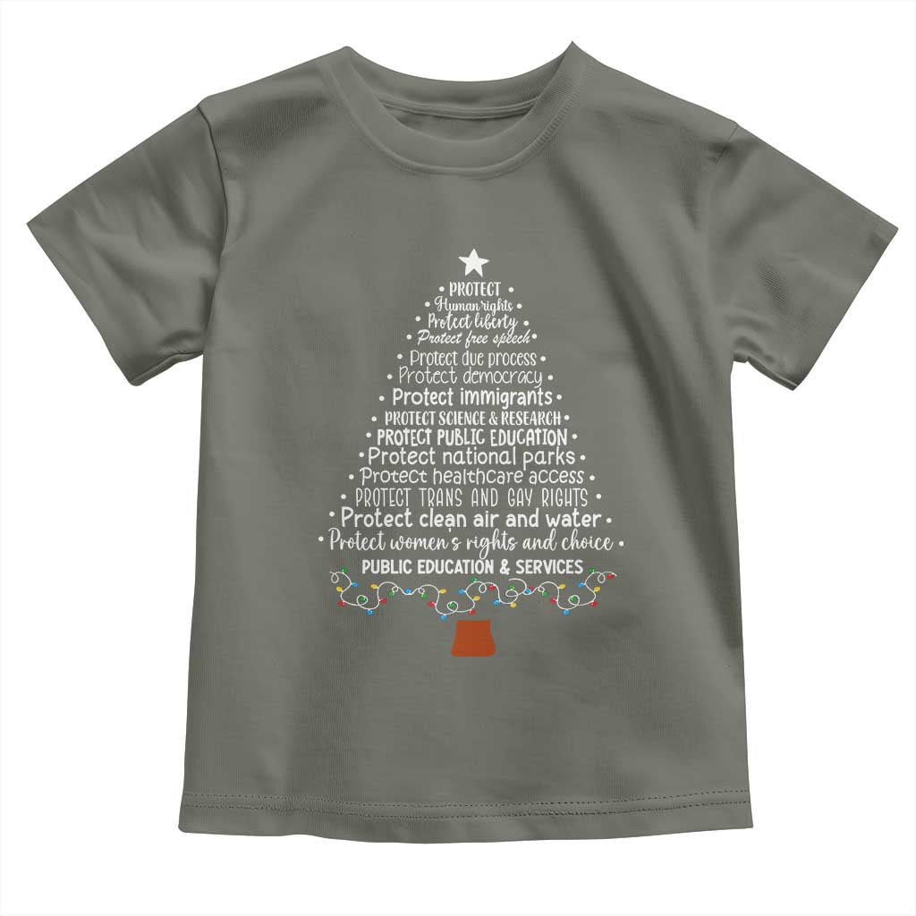 Protect Democracy Christmas Tree Toddler T Shirt Anti Fascism Social Justice - Wonder Print Shop