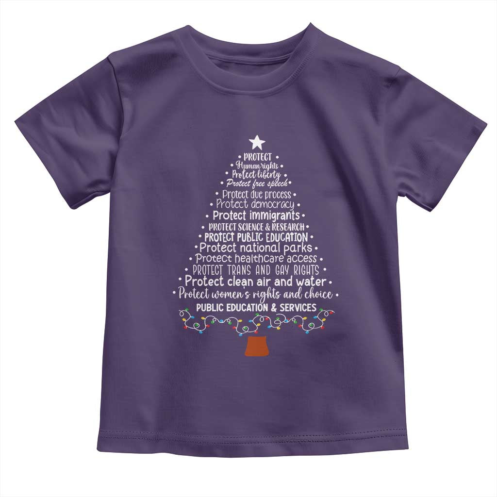 Protect Democracy Christmas Tree Toddler T Shirt Anti Fascism Social Justice - Wonder Print Shop