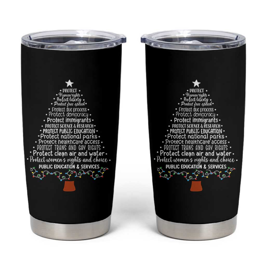 Protect Democracy Christmas Tree Tumbler Cup Anti Fascism Social Justice - Wonder Print Shop