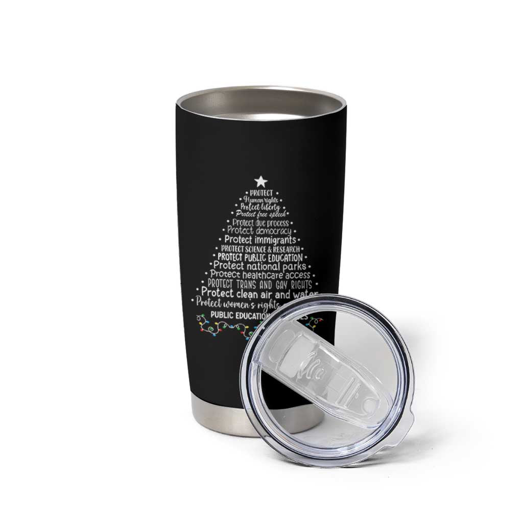 Protect Democracy Christmas Tree Tumbler Cup Anti Fascism Social Justice - Wonder Print Shop
