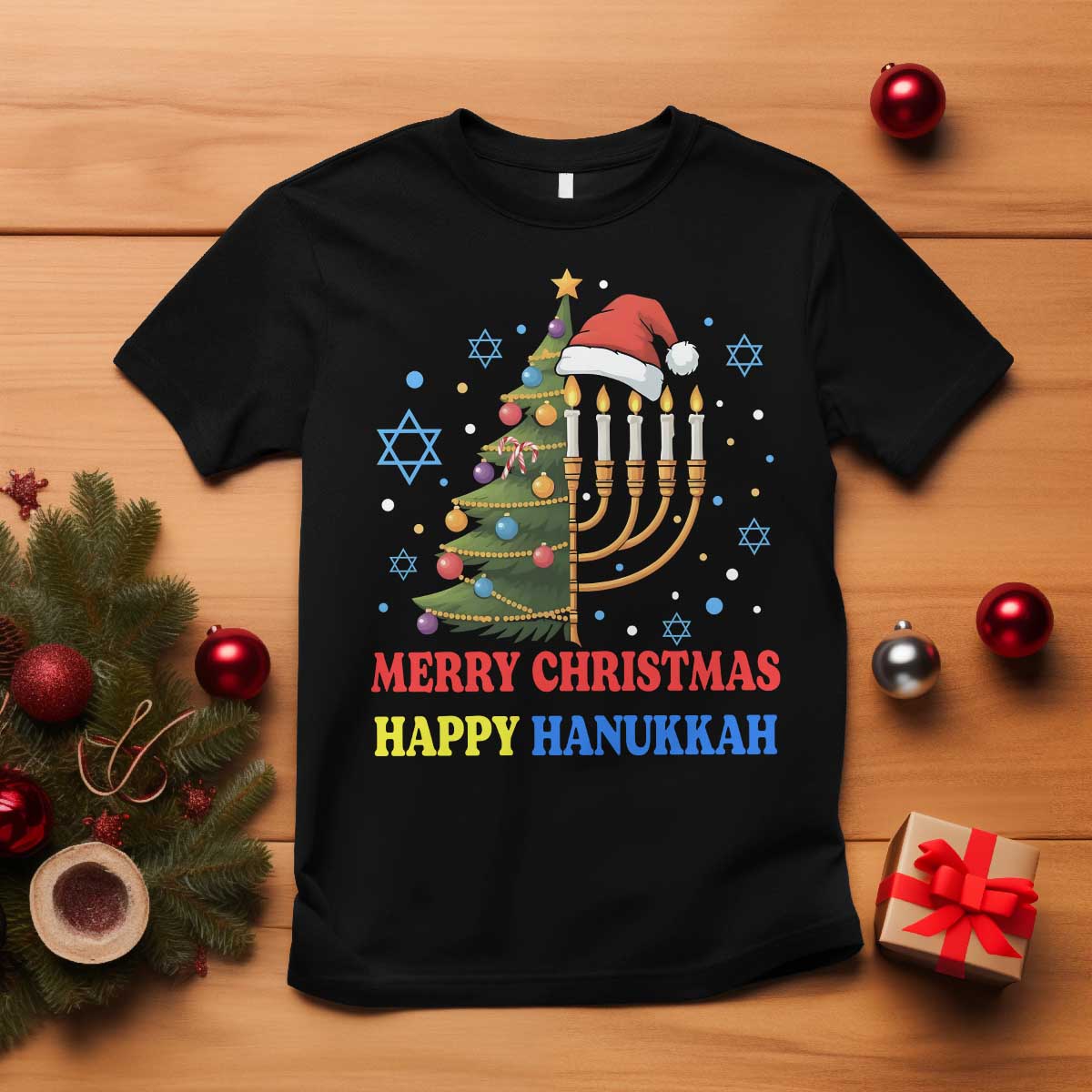 Merry Chrismukkah Happy Christmas Hanukkah T Shirt - Wonder Print Shop