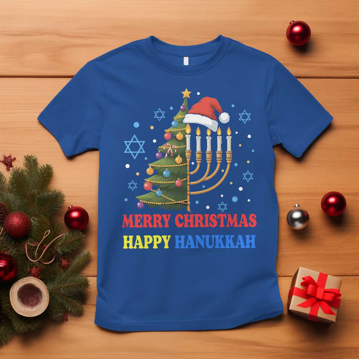 Merry Chrismukkah Happy Christmas Hanukkah T Shirt - Wonder Print Shop