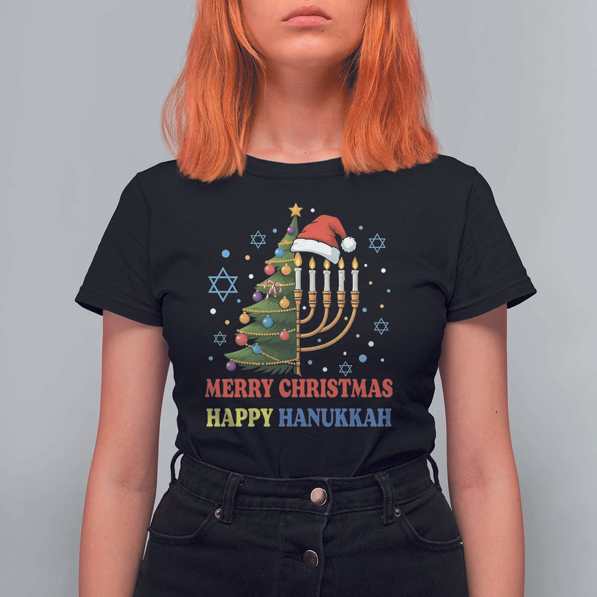 Merry Chrismukkah Happy Christmas Hanukkah T Shirt For Women - Wonder Print Shop