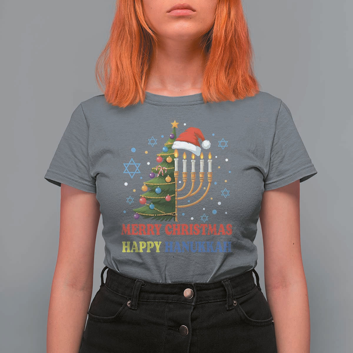 Merry Chrismukkah Happy Christmas Hanukkah T Shirt For Women - Wonder Print Shop