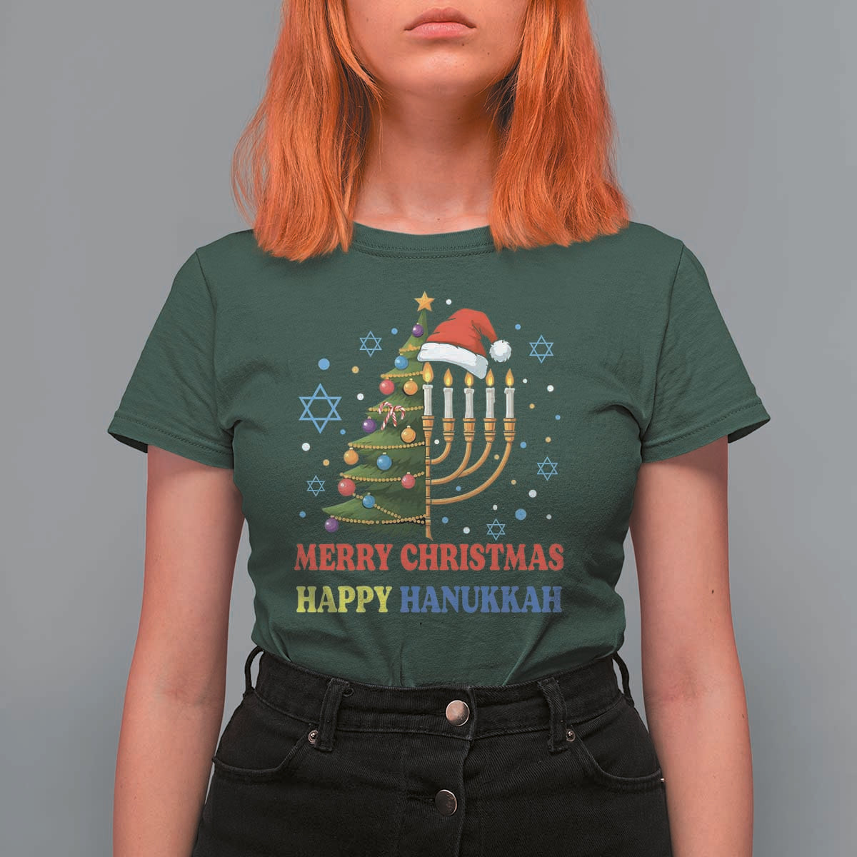 Merry Chrismukkah Happy Christmas Hanukkah T Shirt For Women - Wonder Print Shop