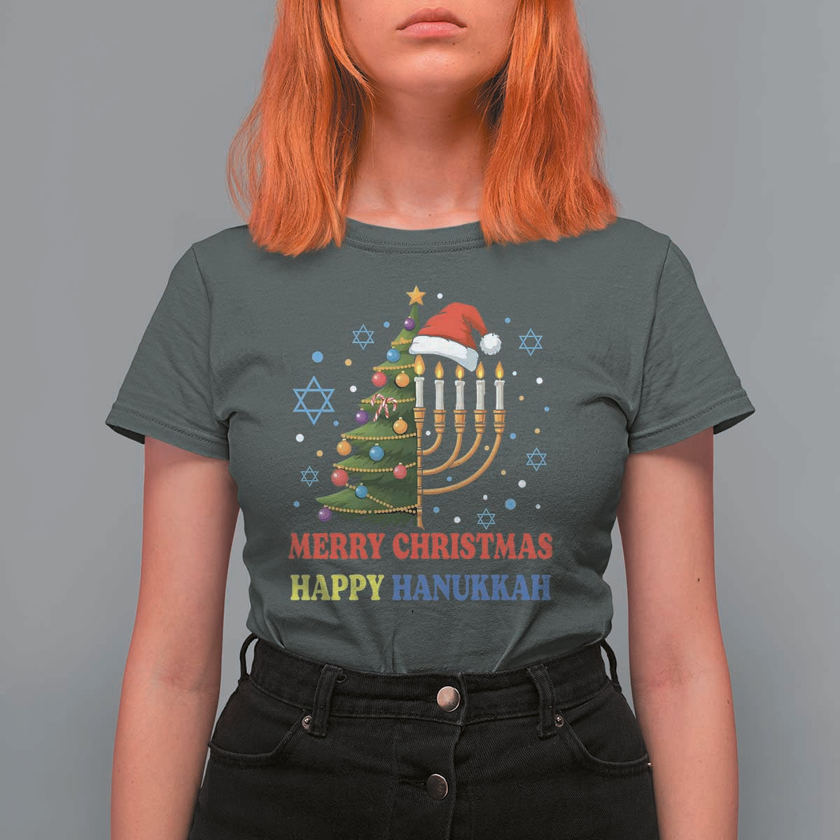 Merry Chrismukkah Happy Christmas Hanukkah T Shirt For Women - Wonder Print Shop