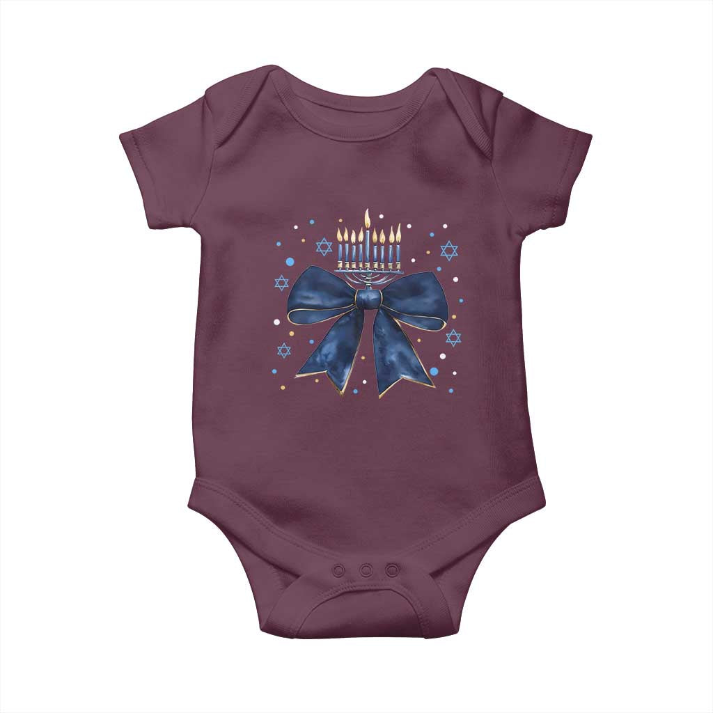 Happy Hanukkah Baby Onesie Coquette Hanukkah Bow Jewish Menorah