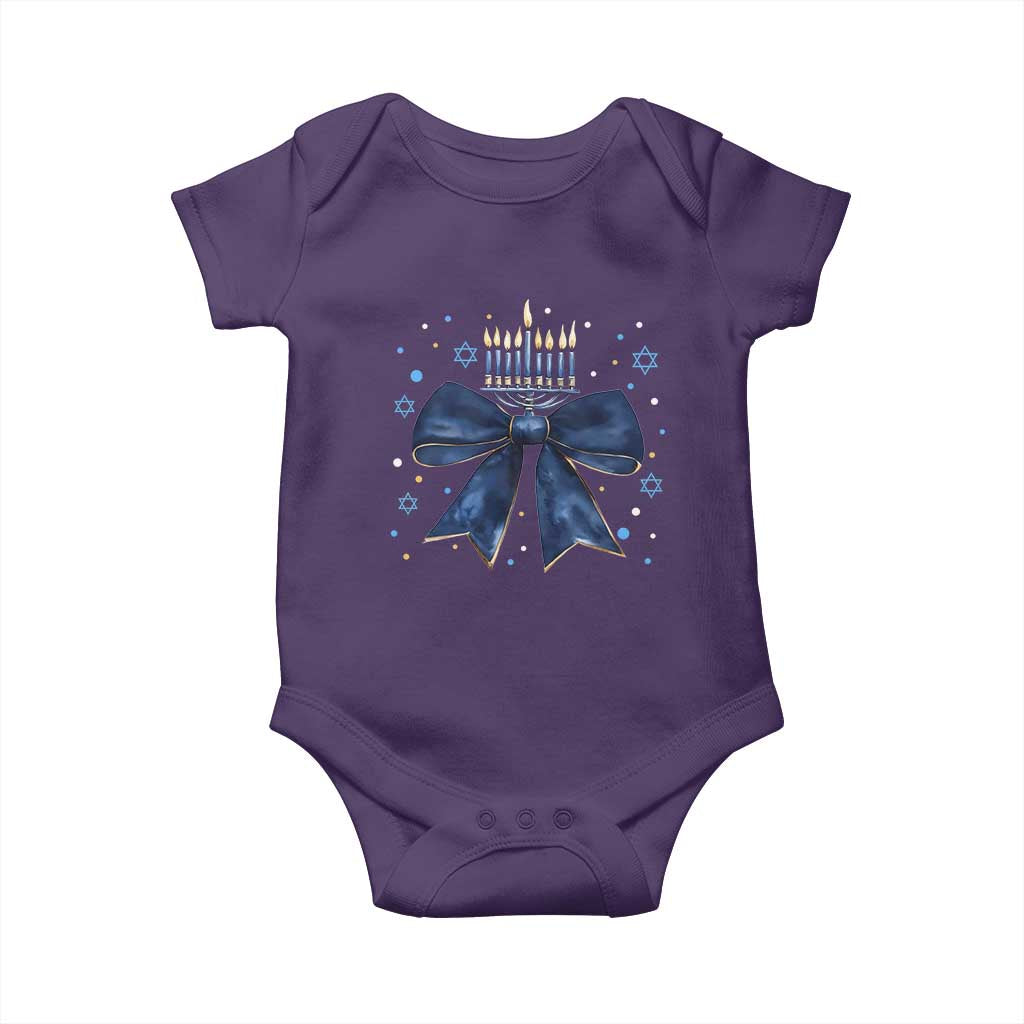 Happy Hanukkah Baby Onesie Coquette Hanukkah Bow Jewish Menorah