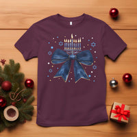 Happy Hanukkah T Shirt Coquette Hanukkah Bow Jewish Menorah - Wonder Print Shop