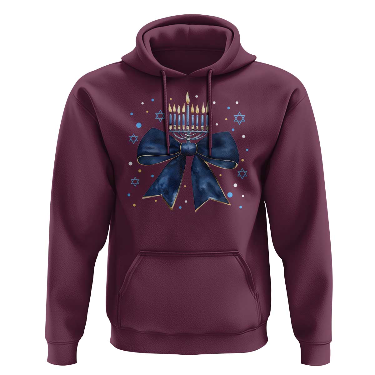 Happy Hanukkah Hoodie Coquette Hanukkah Bow Jewish Menorah