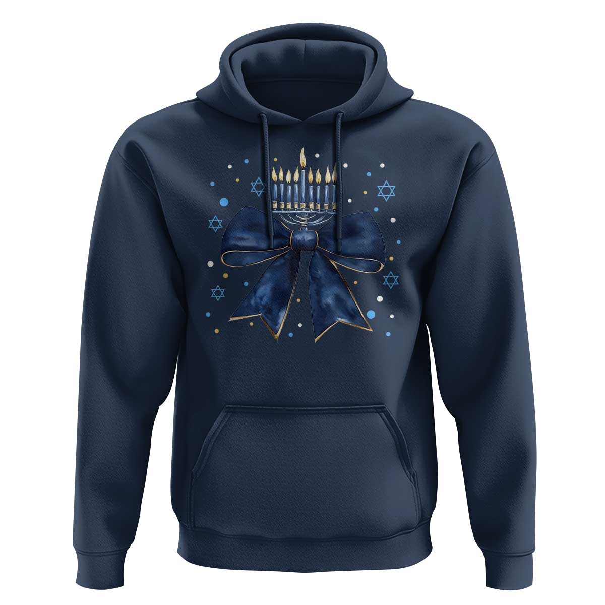 Happy Hanukkah Hoodie Coquette Hanukkah Bow Jewish Menorah