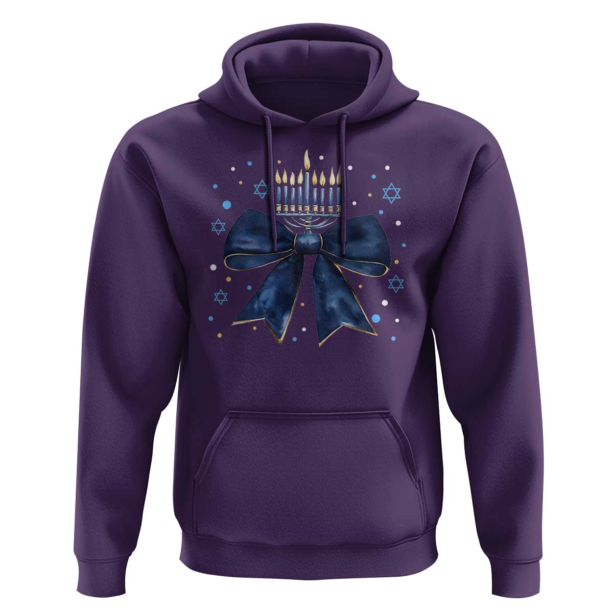 Happy Hanukkah Hoodie Coquette Hanukkah Bow Jewish Menorah