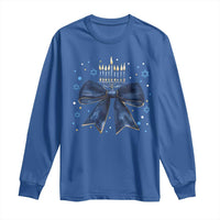 Happy Hanukkah Long Sleeve Shirt Coquette Hanukkah Bow Jewish Menorah