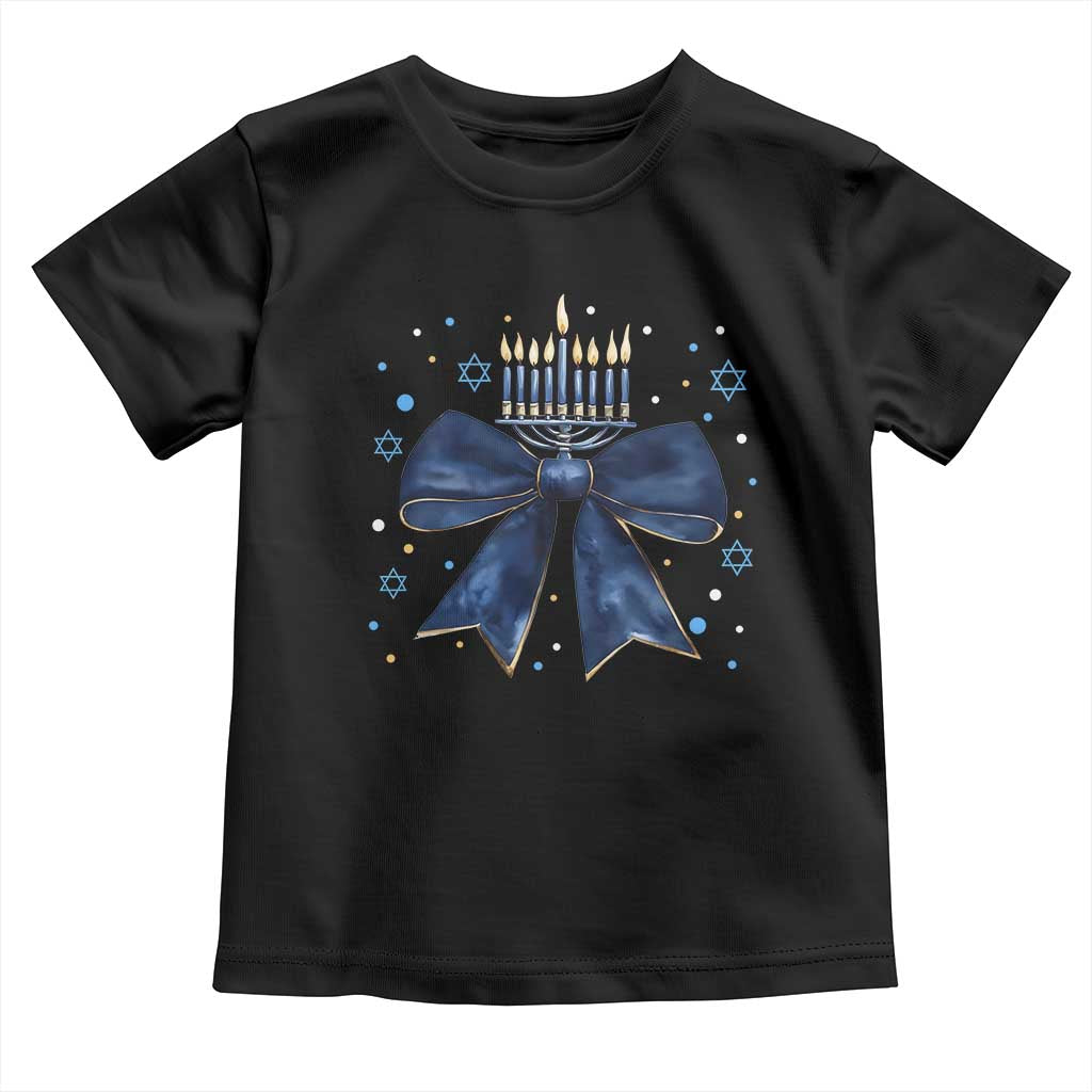 Happy Hanukkah Toddler T Shirt Coquette Hanukkah Bow Jewish Menorah