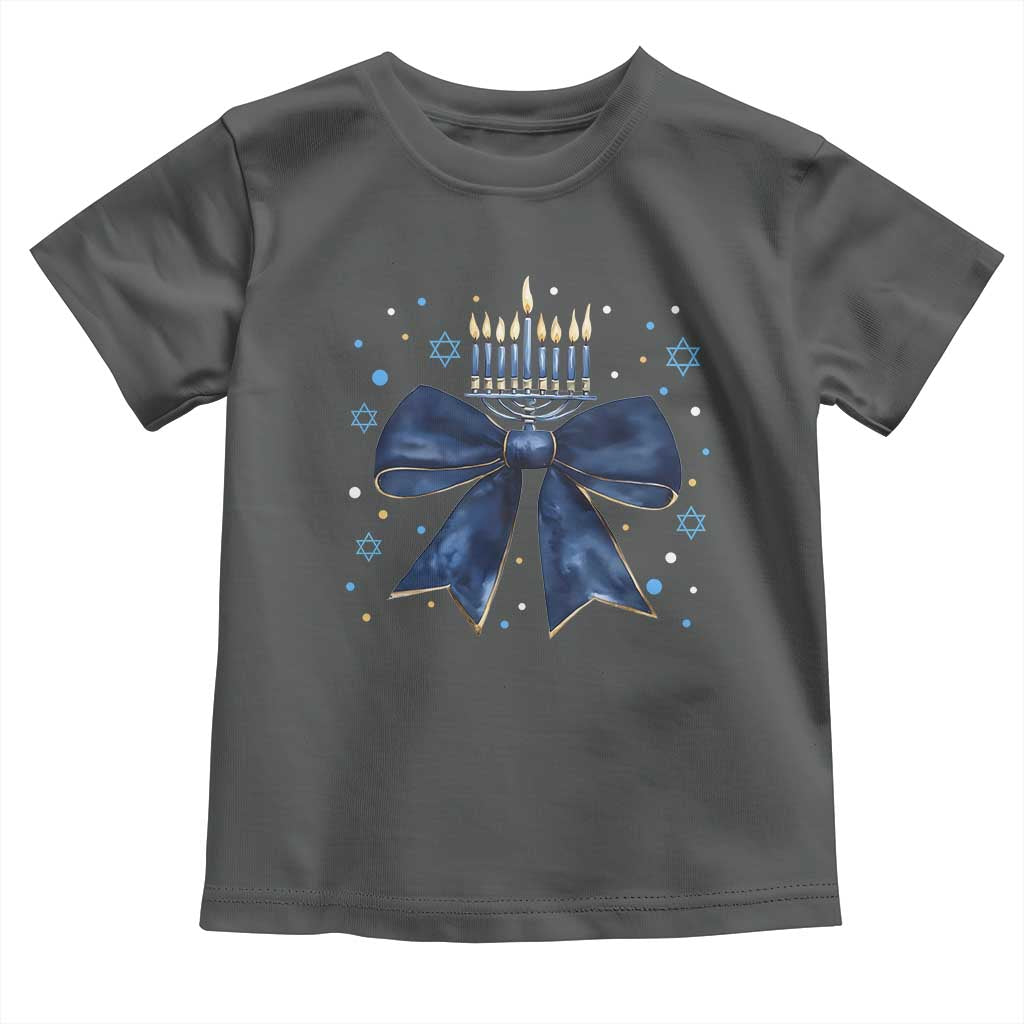 Happy Hanukkah Toddler T Shirt Coquette Hanukkah Bow Jewish Menorah