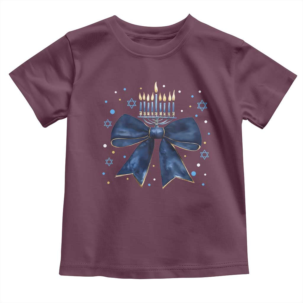 Happy Hanukkah Toddler T Shirt Coquette Hanukkah Bow Jewish Menorah