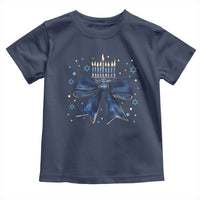 Happy Hanukkah Toddler T Shirt Coquette Hanukkah Bow Jewish Menorah