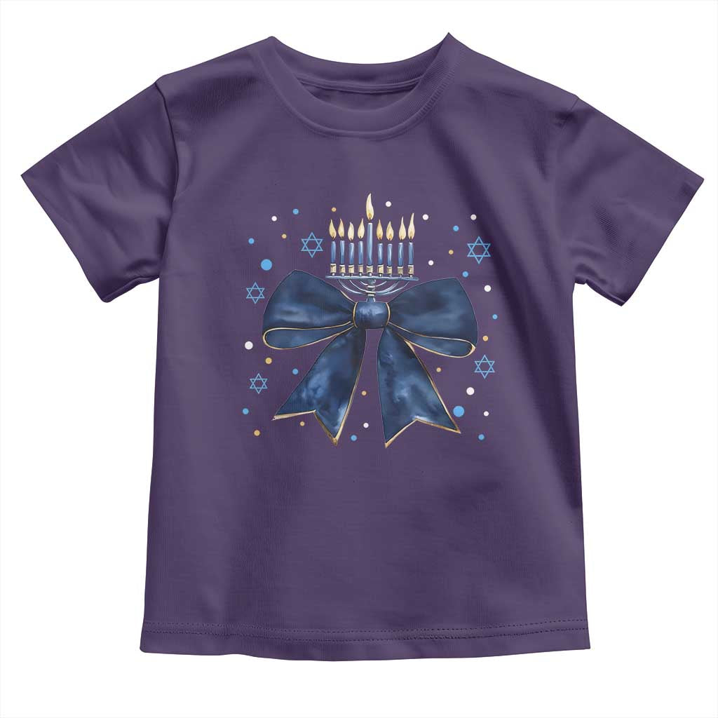 Happy Hanukkah Toddler T Shirt Coquette Hanukkah Bow Jewish Menorah