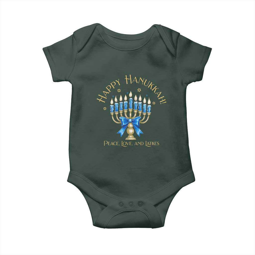 Happy Hanukkah Baby Onesie Jewish Menorah Coquette Bow
