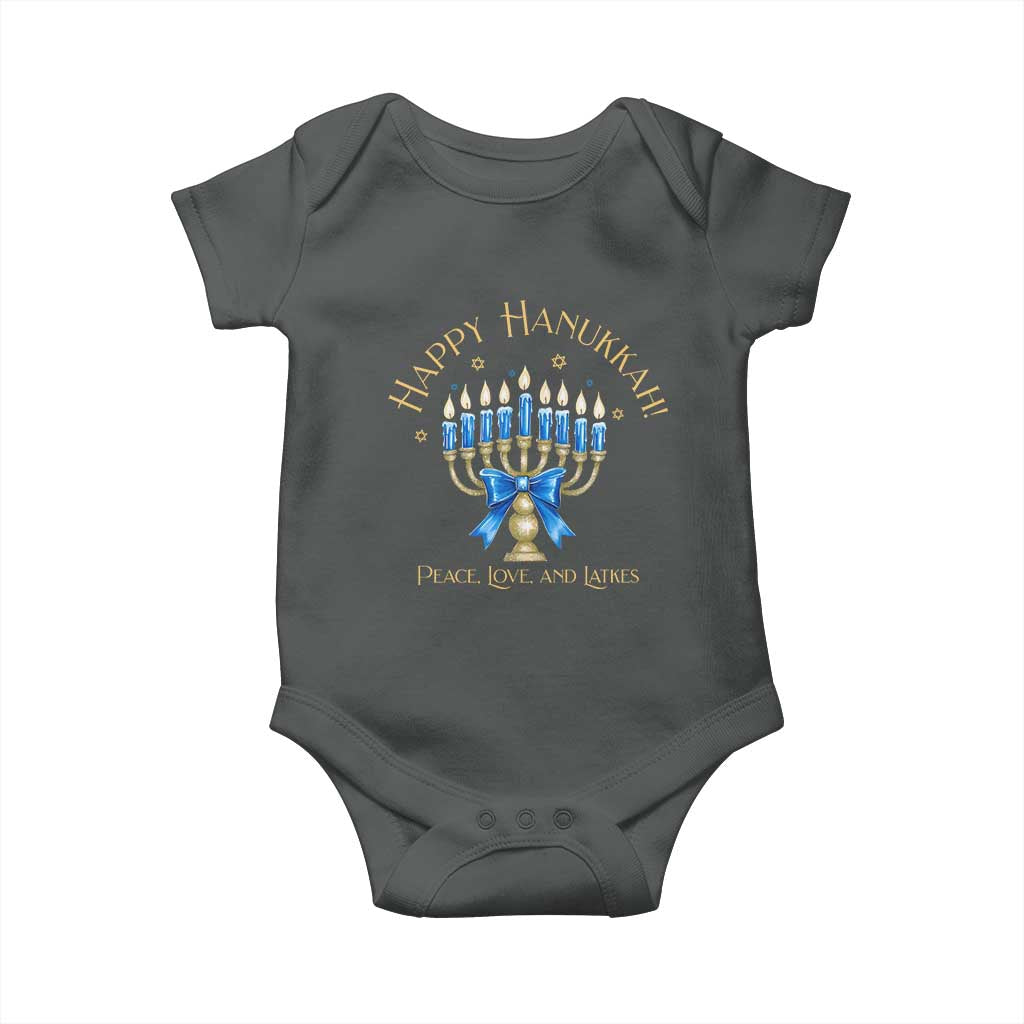 Happy Hanukkah Baby Onesie Jewish Menorah Coquette Bow