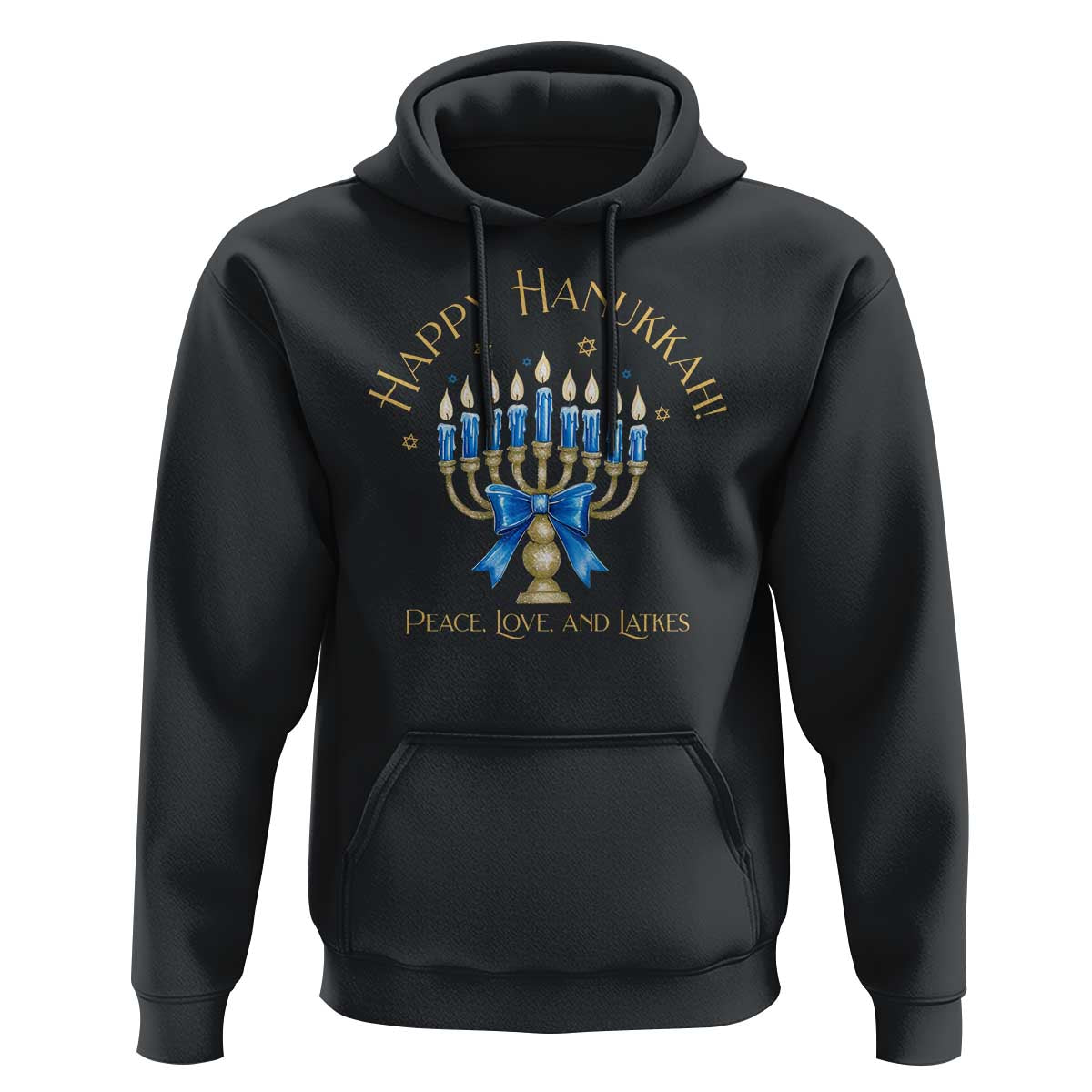 Happy Hanukkah Hoodie Jewish Menorah Coquette Bow