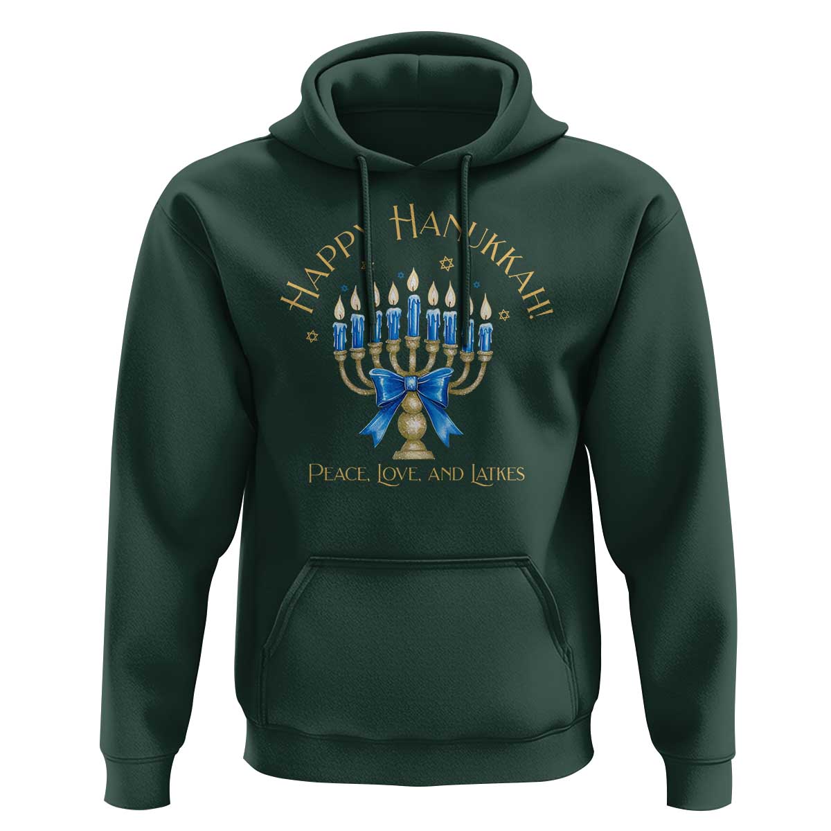 Happy Hanukkah Hoodie Jewish Menorah Coquette Bow