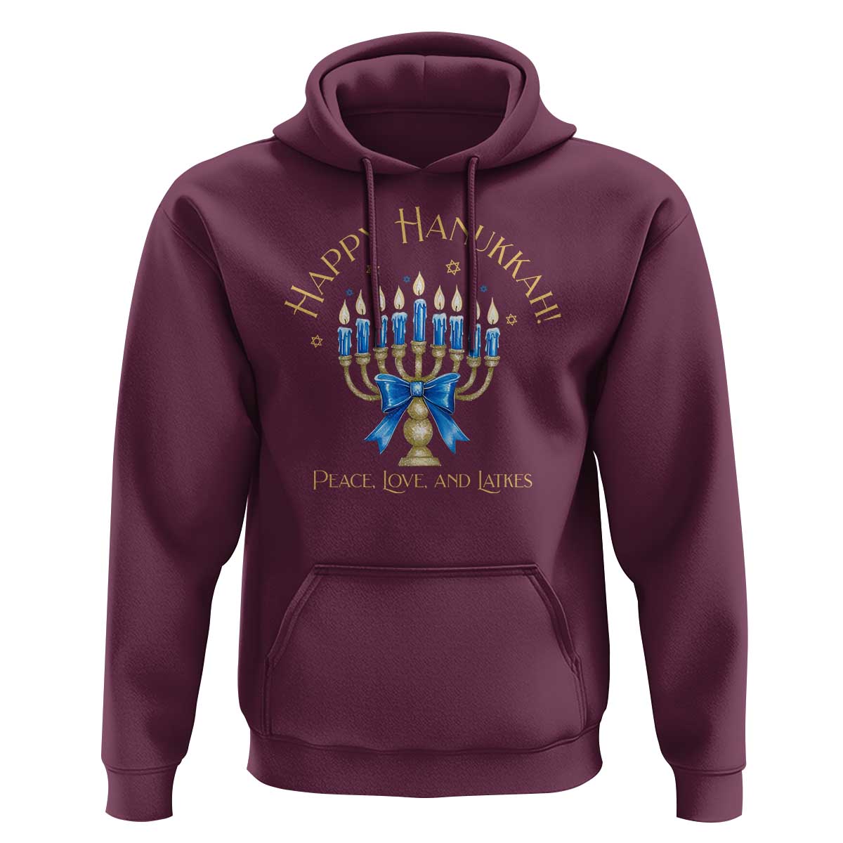 Happy Hanukkah Hoodie Jewish Menorah Coquette Bow