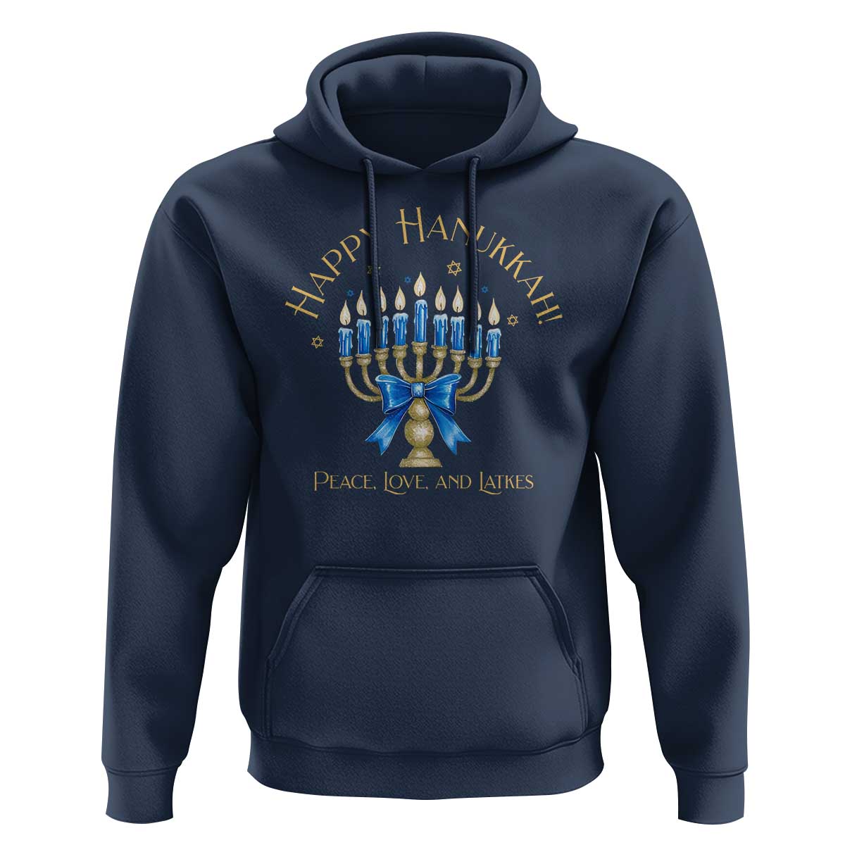 Happy Hanukkah Hoodie Jewish Menorah Coquette Bow