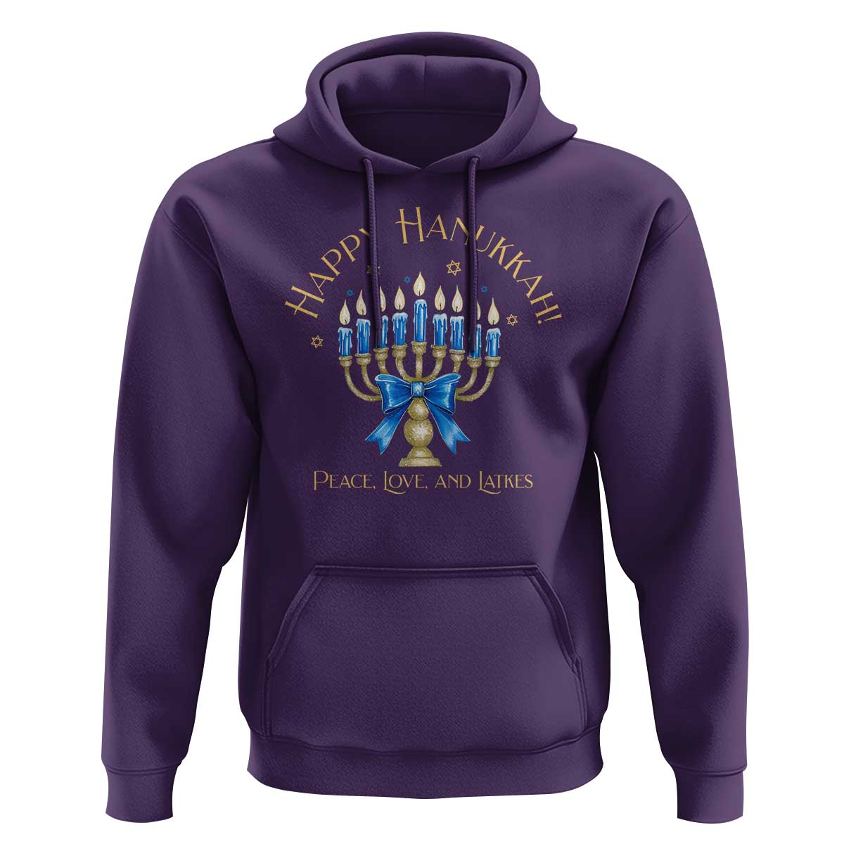 Happy Hanukkah Hoodie Jewish Menorah Coquette Bow