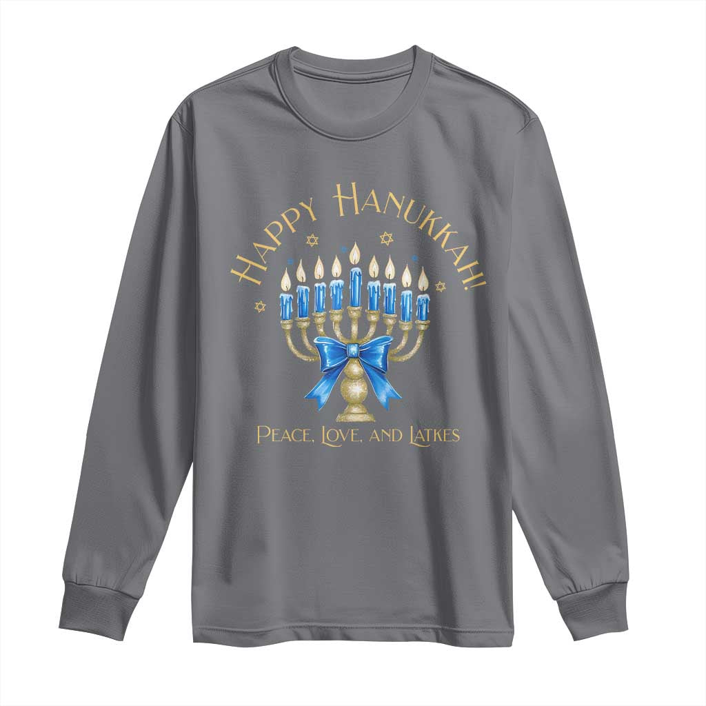 Happy Hanukkah Long Sleeve Shirt Jewish Menorah Coquette Bow