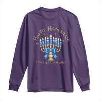 Happy Hanukkah Long Sleeve Shirt Jewish Menorah Coquette Bow