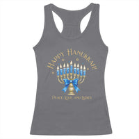 Happy Hanukkah Racerback Tank Top Jewish Menorah Coquette Bow