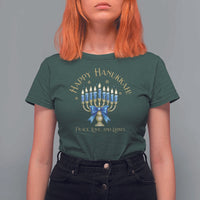 Happy Hanukkah T Shirt For Women Jewish Menorah Coquette Bow - Wonder Print Shop